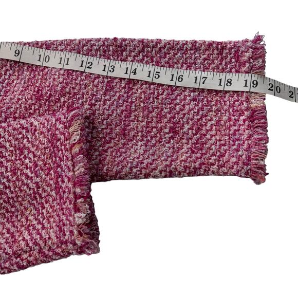 Textured Tweed Cardigan Chicos 2 (L/12) Fringed Blazer Jacket Elle Woods Pink - Picture 8 of 12